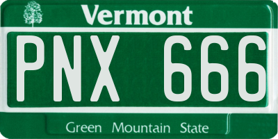 VT license plate PNX666