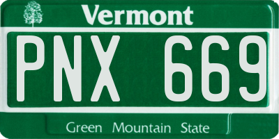VT license plate PNX669