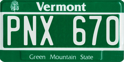 VT license plate PNX670