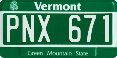 VT license plate PNX671