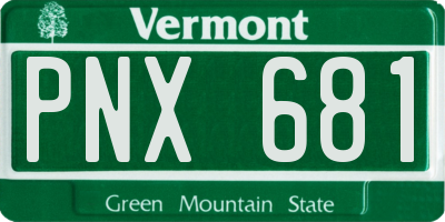 VT license plate PNX681