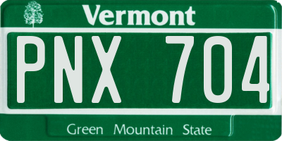 VT license plate PNX704