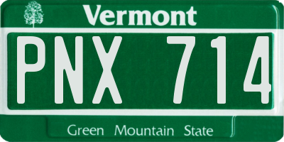 VT license plate PNX714