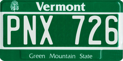 VT license plate PNX726