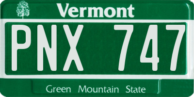 VT license plate PNX747