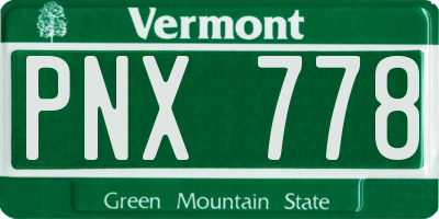 VT license plate PNX778