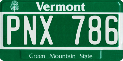 VT license plate PNX786