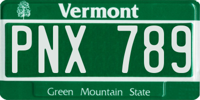 VT license plate PNX789