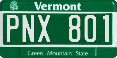 VT license plate PNX801