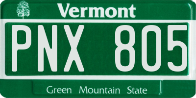 VT license plate PNX805