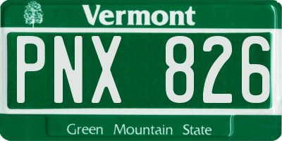 VT license plate PNX826