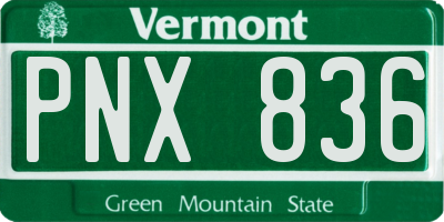 VT license plate PNX836