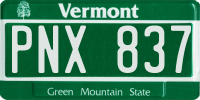 VT license plate PNX837