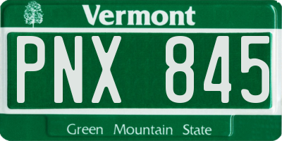 VT license plate PNX845