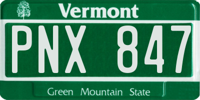 VT license plate PNX847