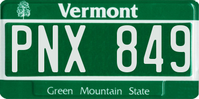 VT license plate PNX849