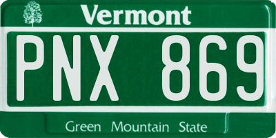 VT license plate PNX869