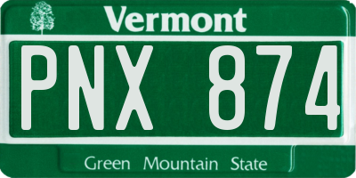 VT license plate PNX874