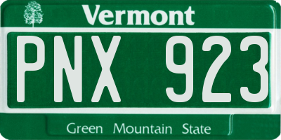 VT license plate PNX923