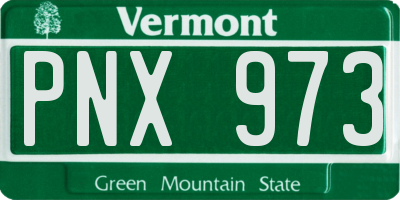 VT license plate PNX973