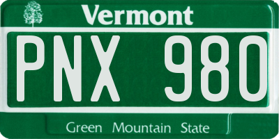 VT license plate PNX980