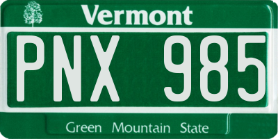 VT license plate PNX985