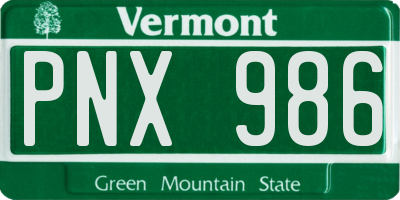 VT license plate PNX986