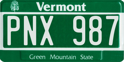 VT license plate PNX987