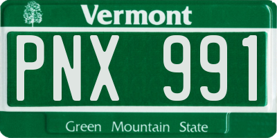 VT license plate PNX991