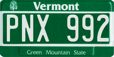 VT license plate PNX992