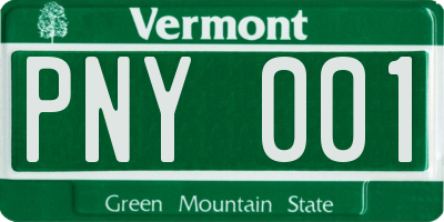 VT license plate PNY001