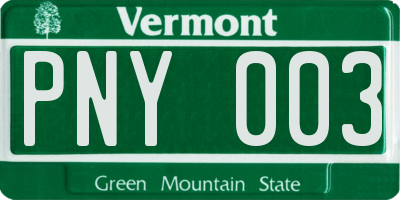 VT license plate PNY003