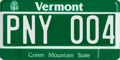VT license plate PNY004