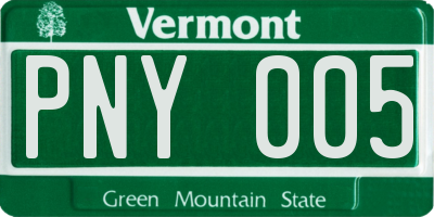 VT license plate PNY005