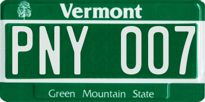 VT license plate PNY007