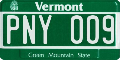 VT license plate PNY009