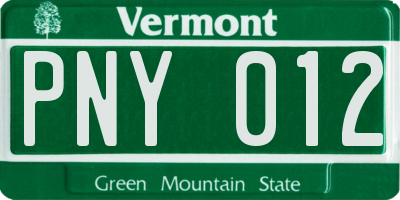 VT license plate PNY012