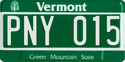 VT license plate PNY015