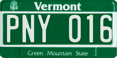 VT license plate PNY016