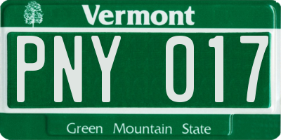 VT license plate PNY017