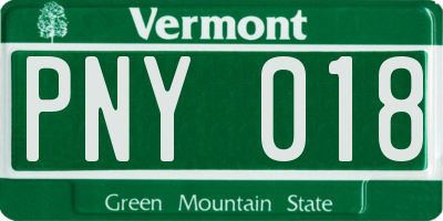 VT license plate PNY018