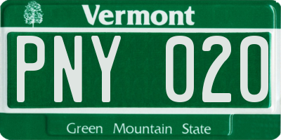 VT license plate PNY020