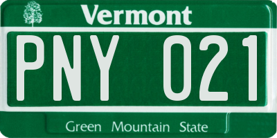 VT license plate PNY021