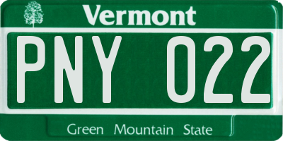 VT license plate PNY022