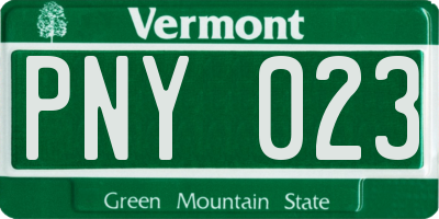 VT license plate PNY023