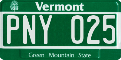 VT license plate PNY025