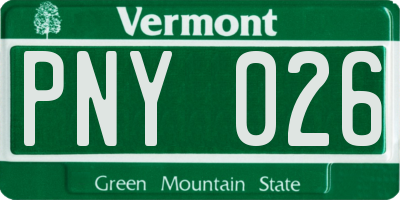 VT license plate PNY026