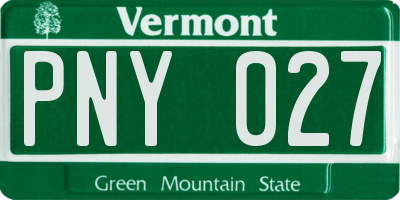 VT license plate PNY027