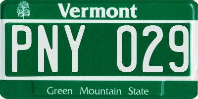 VT license plate PNY029