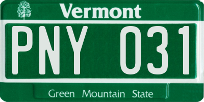VT license plate PNY031